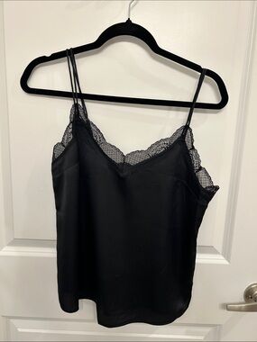 Abercrombie & Fitch Black Lace Trim Satin Cami